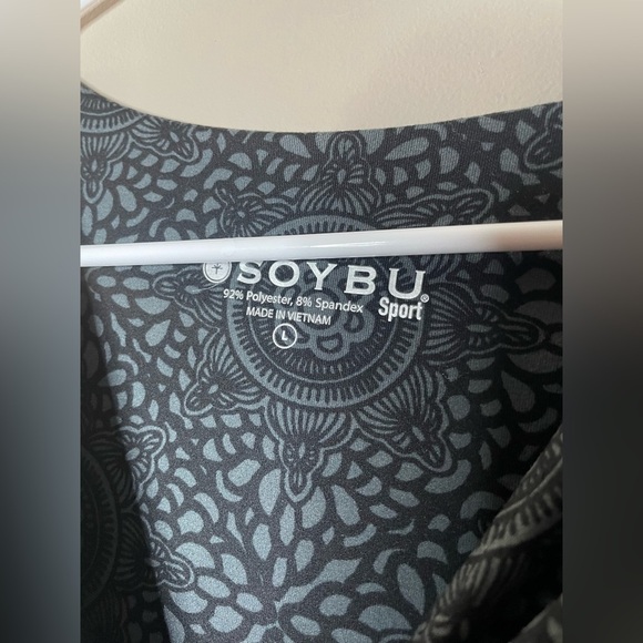 Soybu Sport Women's Athletic Dress Large Black Gray Twist Front Short Sleeve - Picture 3 of 4